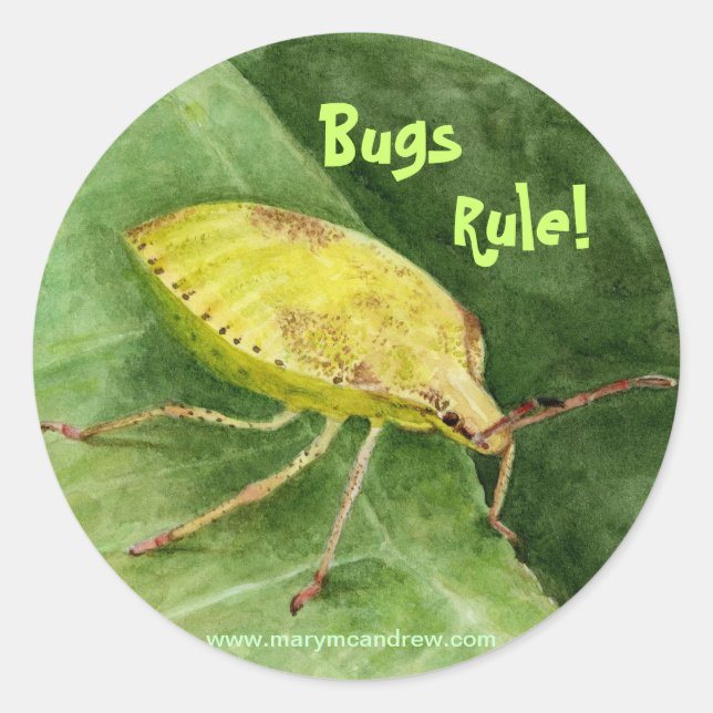 Pegatina Redonda Bug Apesto Verde Claro (Anverso)
