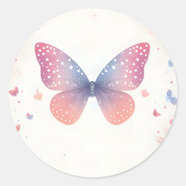 Pegatina Redonda Bug Boho Soft Glow Live Butfly Baby Shower