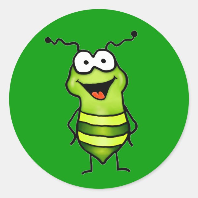 Pegatina Redonda Bug feliz (Anverso)
