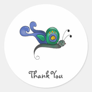 Pegatina Redonda Buggies traseros ・ Mariposa azul y verde