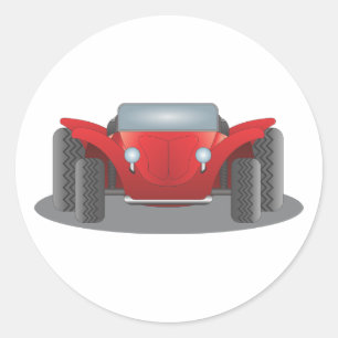 Pegatina Redonda Buggy de dunas rojas y negras frontales