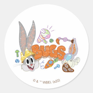 Pegatina Redonda BUGS BUNNY BUILDERS™  BUGS BUNNY™ Sketch Art