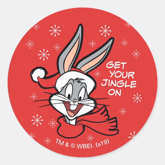 Pegatina Redonda BUGS BUNNY™ Holiday Cheer (Anverso)
