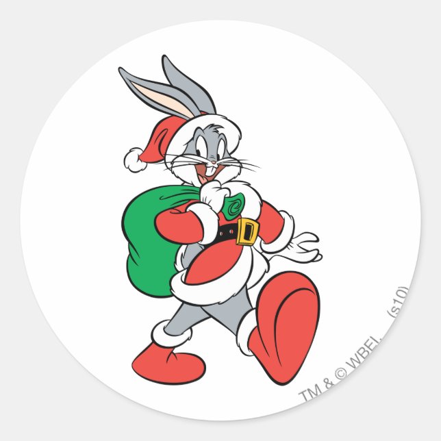 Pegatina Redonda BUGS BUNNY™ Santa (Anverso)