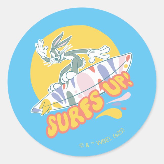 Pegatina Redonda BUGS BUNNY™ - ¡Surfs Up! (Anverso)