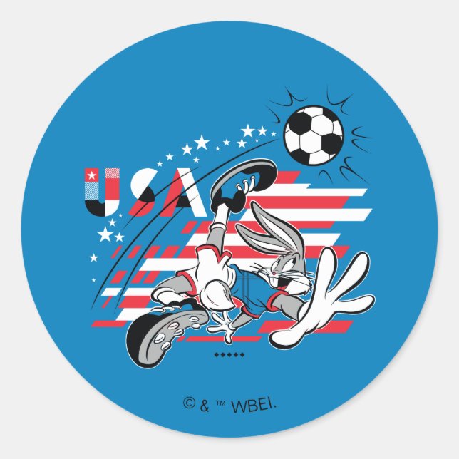 Pegatina Redonda BUGS BUNNY™ Team USA Soccer Graphic (Anverso)
