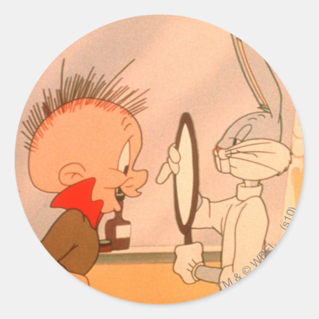 Pegatina Redonda BUGS BUNNY™ y ELMER FUDD™ 2 (Anverso)