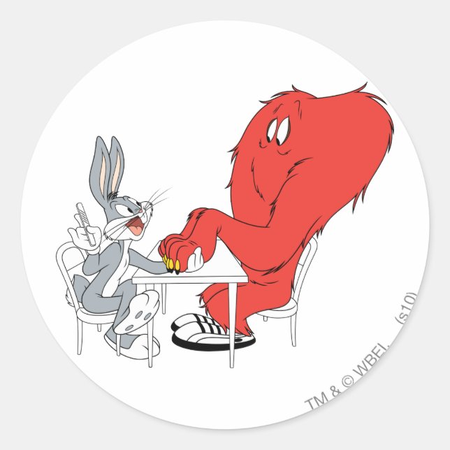 Pegatina Redonda BUGS BUNNY™ y Gossamer (Anverso)