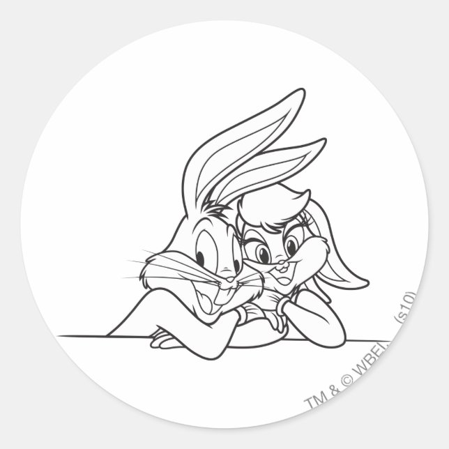Pegatina Redonda BUGS BUNNY™ y Lola Bunny 3 (Anverso)