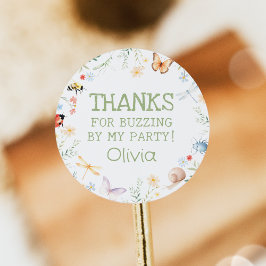 Pegatina Redonda Bugs Girl Birthday Insect Party Stickers