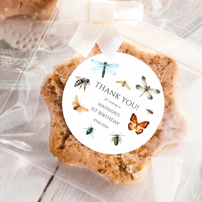 Pegatina Redonda Bugs & Insects Vintage Birthday Party (Subido por el creador)