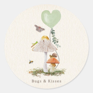 Pegatina Redonda Bugs & Kisses Snail Mushroom Valentine