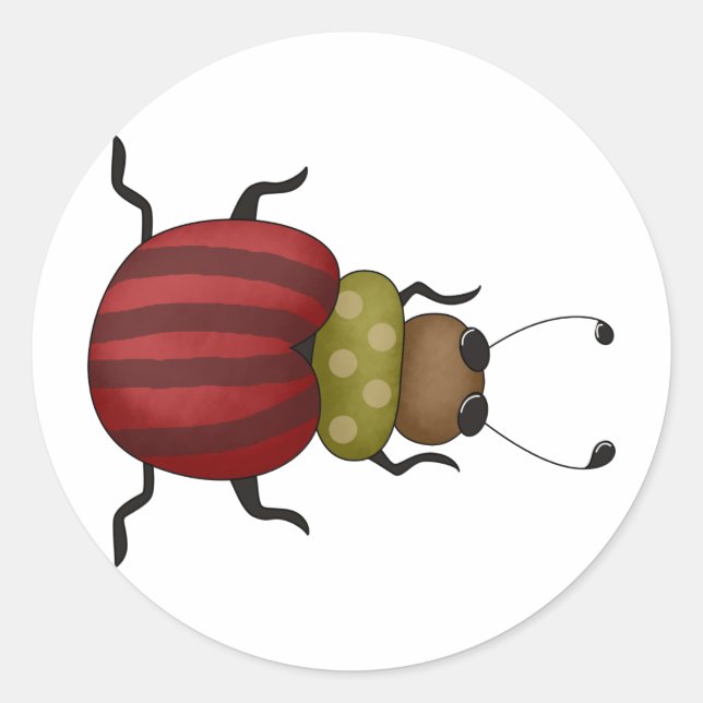 Pegatina Redonda Bugs 'n' Blooms ・ Escarabajo (Anverso)