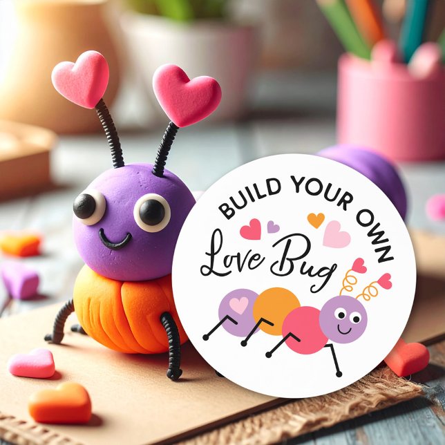 Pegatina Redonda Build a Love Bug Playdough Valentine Label (Subido por el creador)