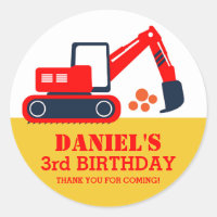Builder Excavator Niños Pegatinas Fiestas de cumpl