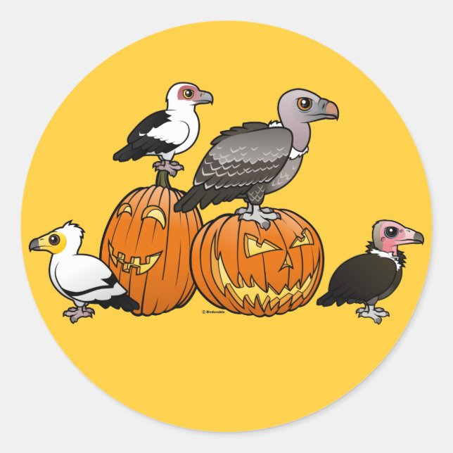 Pegatina Redonda Buitres de Halloween (Anverso)