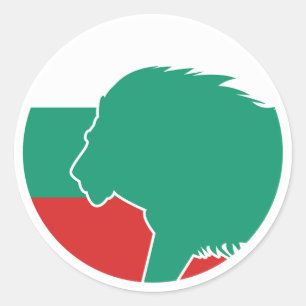 Pegatina Redonda Bulgaria Bandera nacional de animales de león búlg