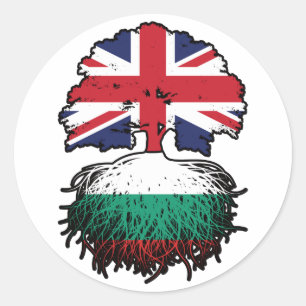 Pegatina Redonda Bulgaria Reino Unido Búlgaro Británico Reino Unido