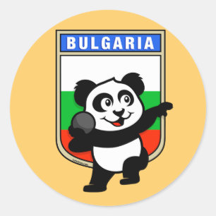 Pegatina Redonda Bulgaria Shot Put Panda