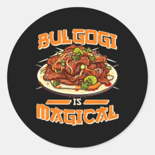 Pegatina Redonda Bulgogi Es Una Curiosa Declaración De Bbq De Comid