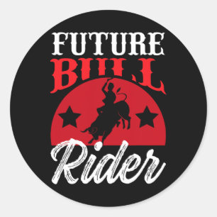 Pegatina Redonda Bull Riding Tee Future Bull Rider Diseño Rodeo Gea