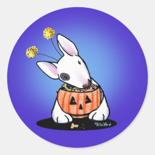 Pegatina Redonda Bull Terrier Halloween