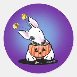Pegatina Redonda Bull Terrier Halloween