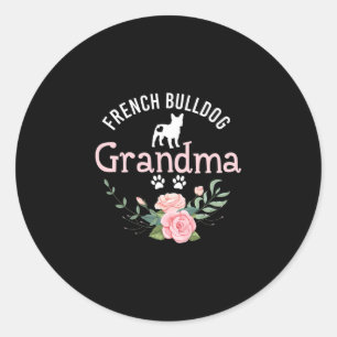 Pegatina Redonda Bulldog Abuela Regalos Navidades Cute Perro Lover