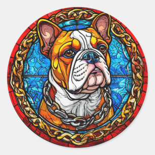 Pegatina Redonda Bulldog Adorable