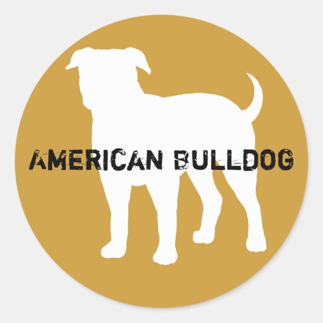 Pegatina Redonda Bulldog Americano (Anverso)