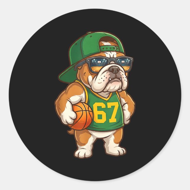 Pegatina Redonda Bulldog Basketball 67 Gen Alpha Slang Srts Dog Boy (Anverso)