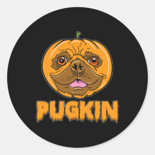 Pegatina Redonda Bulldog Calabaza Frenchie Pugkin Halloween