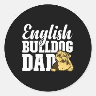 Pegatina Redonda Bulldog Dad Dog Lover Divertido Bulldog Inglés Pro