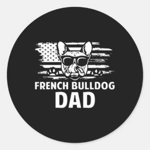 Pegatina Redonda Bulldog Dad Frenchie Lover Dueño de Perros