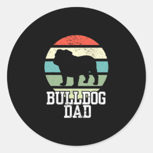 Pegatina Redonda Bulldog de inglés de papá I retro