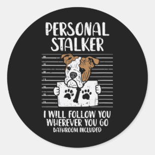 Pegatina Redonda Bulldog de Stalker en inglés