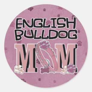 Pegatina Redonda Bulldog en inglés MOM