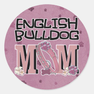 Pegatina Redonda Bulldog en inglés MOM
