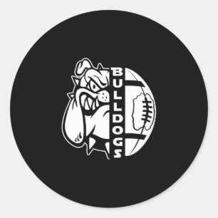 Pegatina Redonda Bulldog Face Half Football Ball Fun Rug
