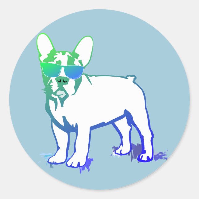 Pegatina Redonda Bulldog Francés (Anverso)