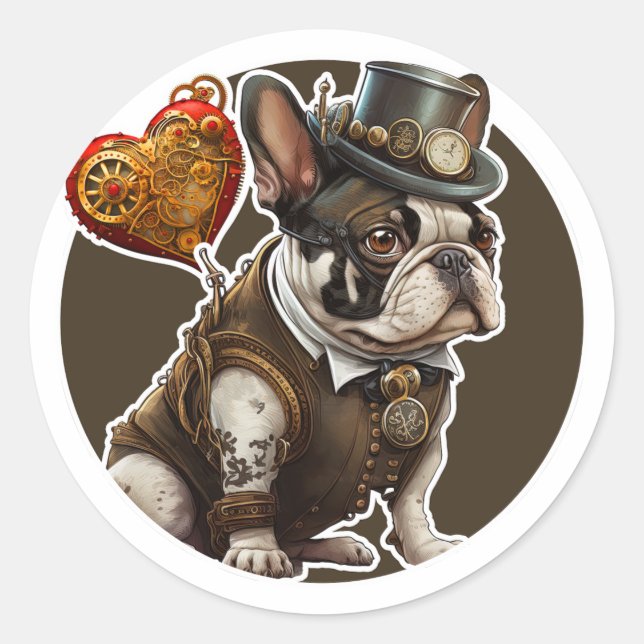 Pegatina Redonda Bulldog francés (Anverso)