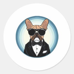 Pegatina Redonda Bulldog francés: arte gracioso