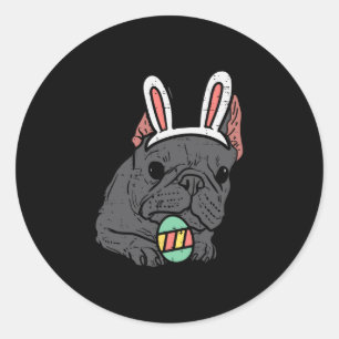 Pegatina Redonda Bulldog francés Bunny Cute Frenchie Perro Hombres 