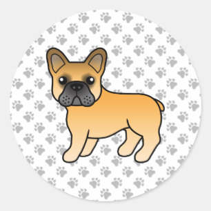 Pegatina Redonda Bulldog Francés Ciervo Caricatura de Perro Lindo