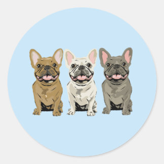 Pegatina Redonda Bulldog Francés Crema