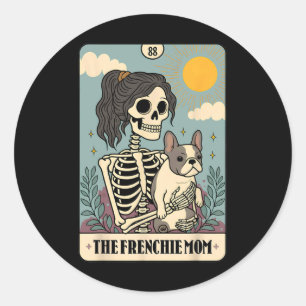 Pegatina Redonda Bulldog francés Cute Frenchie Dog Mom Tarot Card S