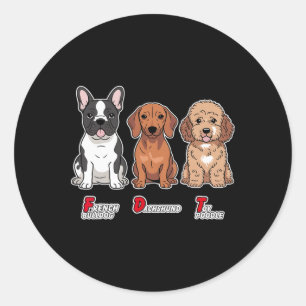 Pegatina Redonda Bulldog Francés Dachshund Toy Poodle Divertido Sut