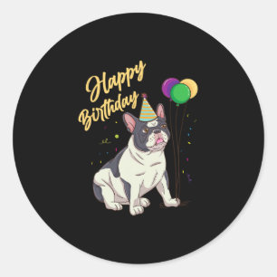 Pegatina Redonda Bulldog francés de cumpleaños