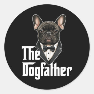 Pegatina Redonda Bulldog francés Dogfather Frenchie Papa Dog Propio