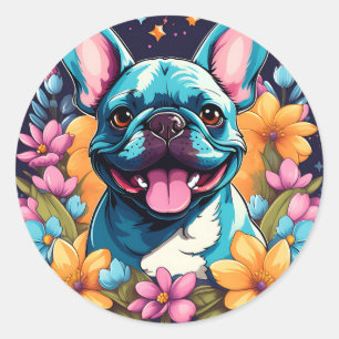 Pegatina Redonda Bulldog francés encantador